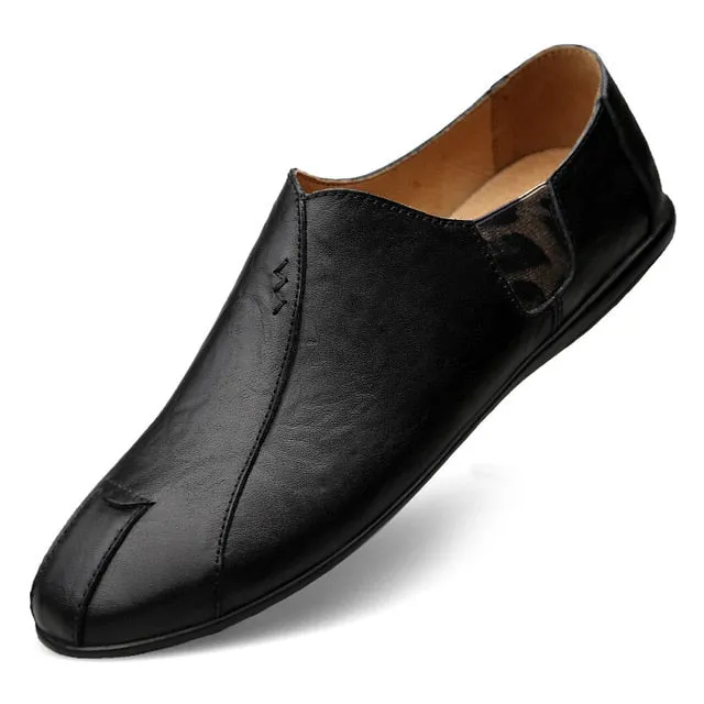 Genuine Leather Men Casual Shoes Luxury Brand 2020 Mens Loafers Moccasins Breathable Slip on Lazy Driving Shoes Plus Size 38-47