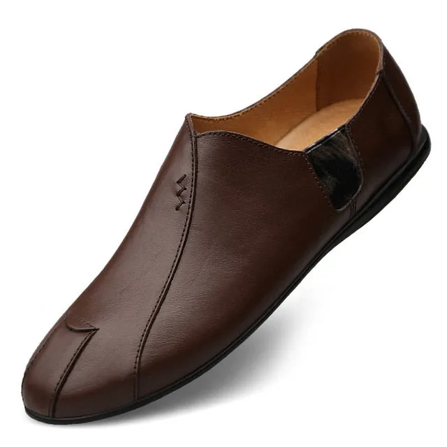 Genuine Leather Men Casual Shoes Luxury Brand 2020 Mens Loafers Moccasins Breathable Slip on Lazy Driving Shoes Plus Size 38-47