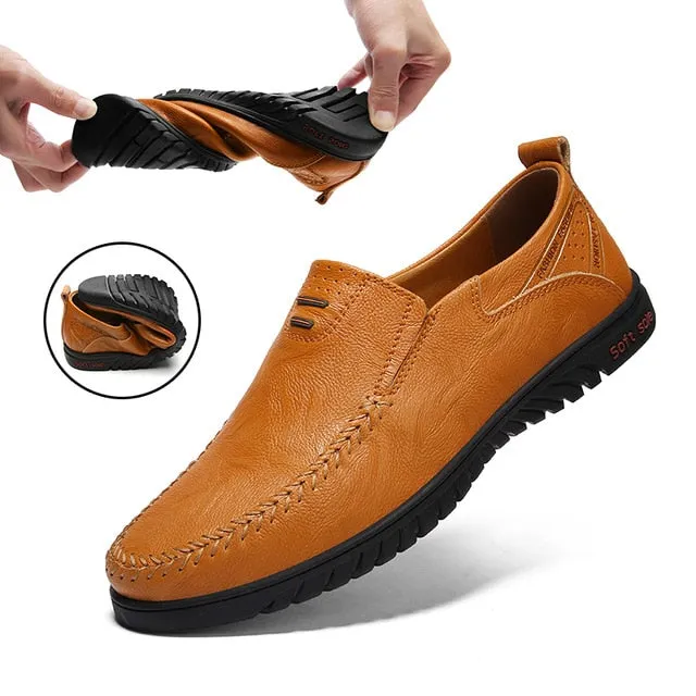 Genuine Leather Men Shoes Luxury Brand 2020 Casual Slip on Formal Loafers Men Moccasins Italian Black Male Driving Shoes JKPUDUN