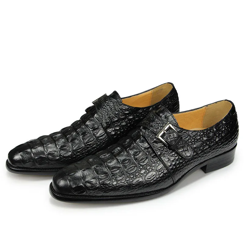 Genuine Leather Shoes Crocodile Pattern Classic Style