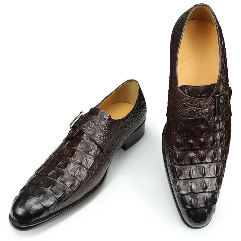 Genuine Leather Shoes Crocodile Pattern Classic Style