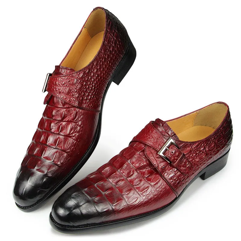Genuine Leather Shoes Crocodile Pattern Classic Style