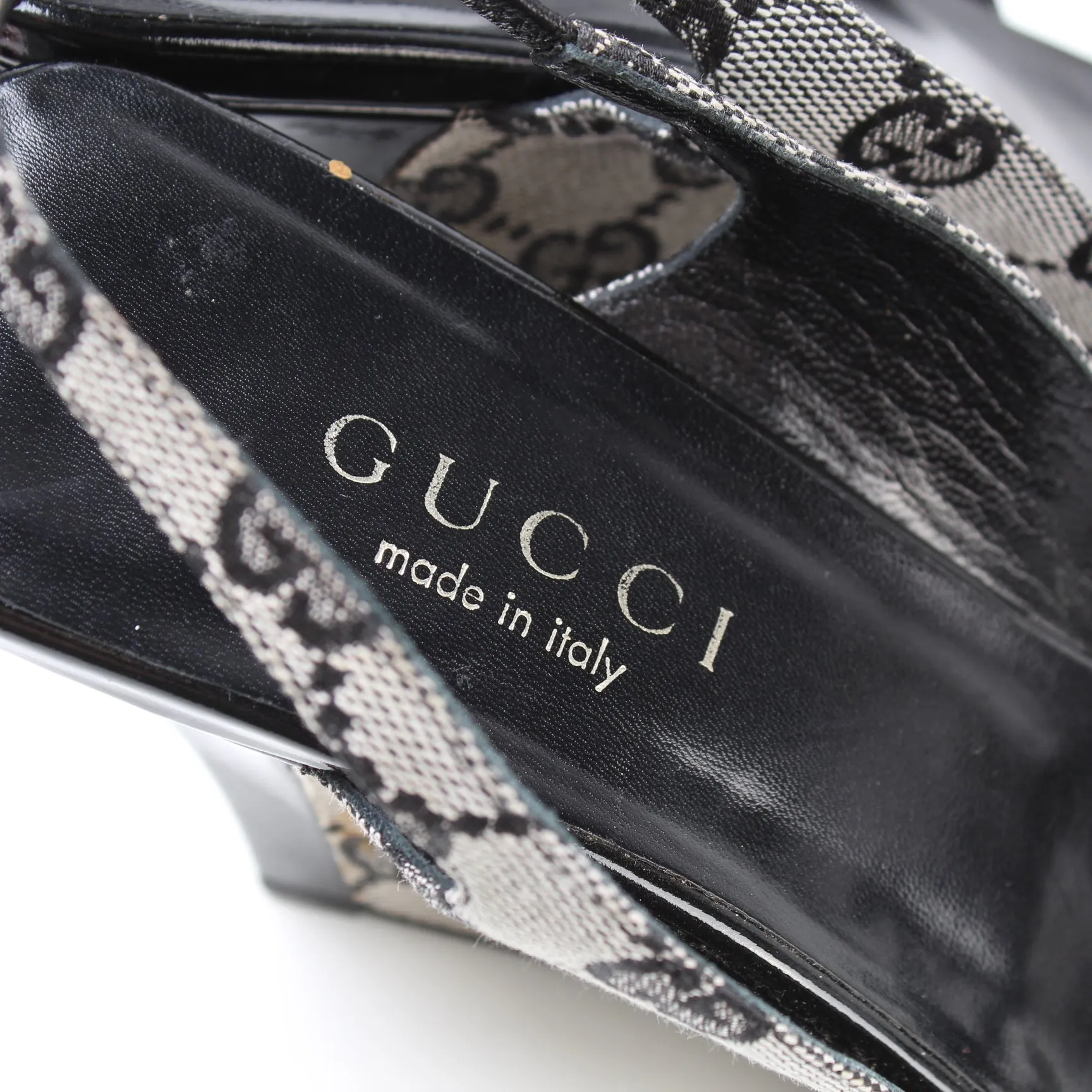 GG Canvas Slingback Wedge Size 38.5