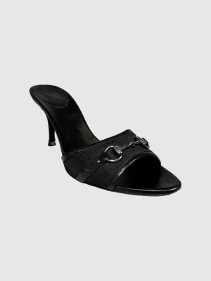 GG Monogram Horsebit Accent Mules - Size 8