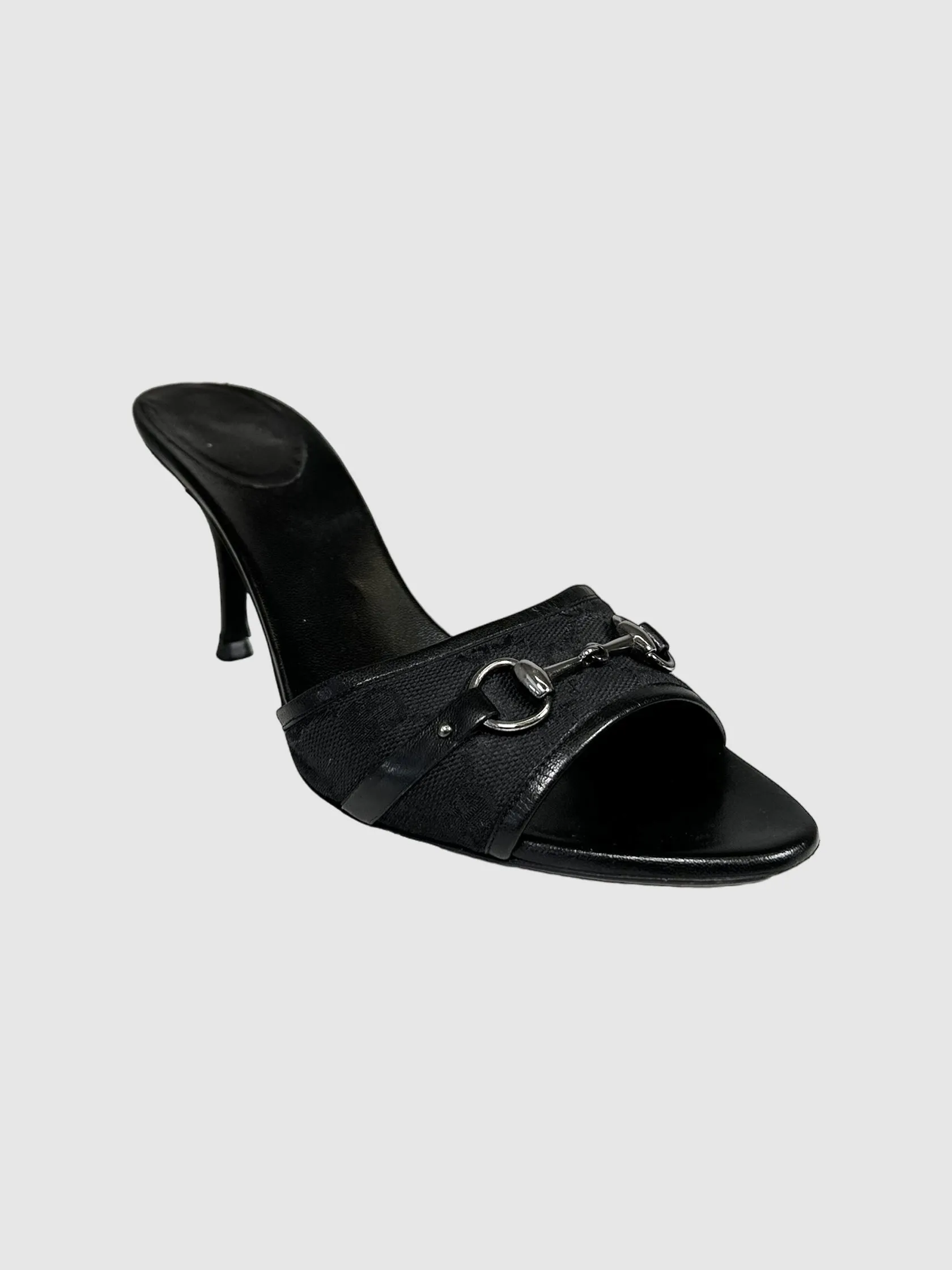 GG Monogram Horsebit Accent Mules - Size 8