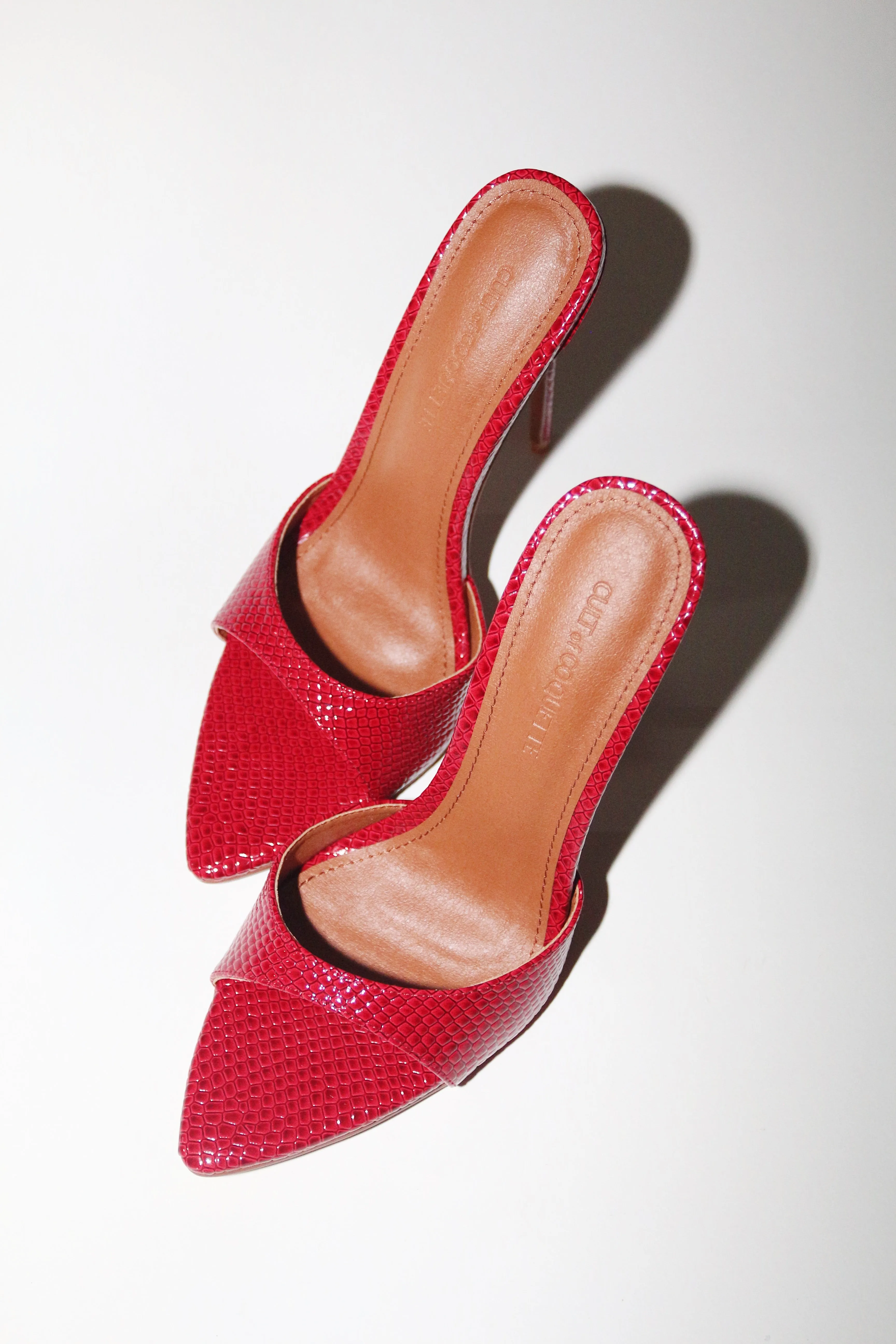 Gia Red Reptile Vegan Mules 120 mm