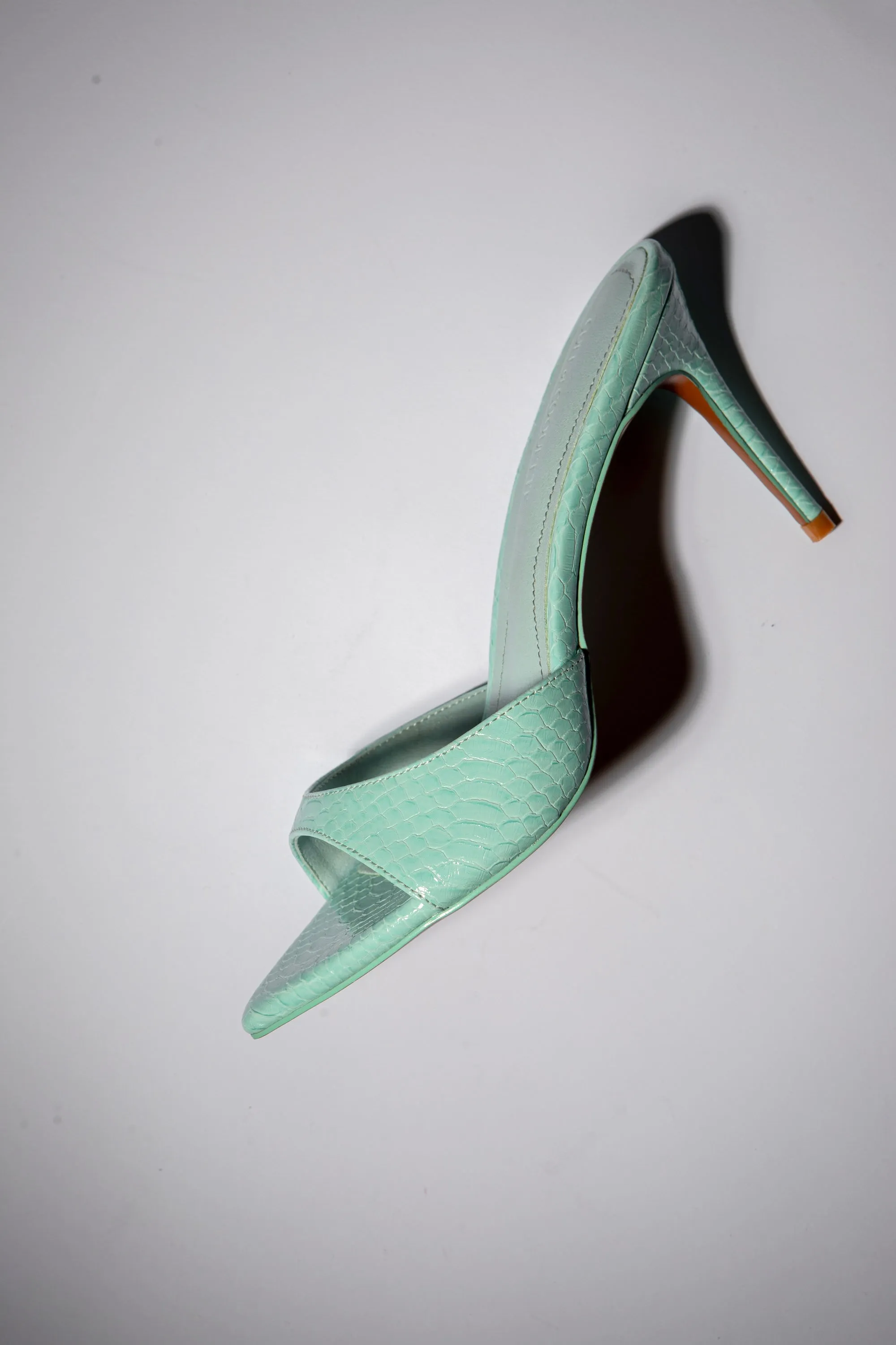 Gia Seafoam Reptile Vegan Mules 80 mm
