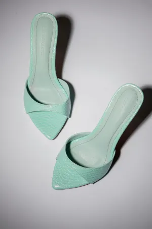 Gia Seafoam Reptile Vegan Mules 80 mm