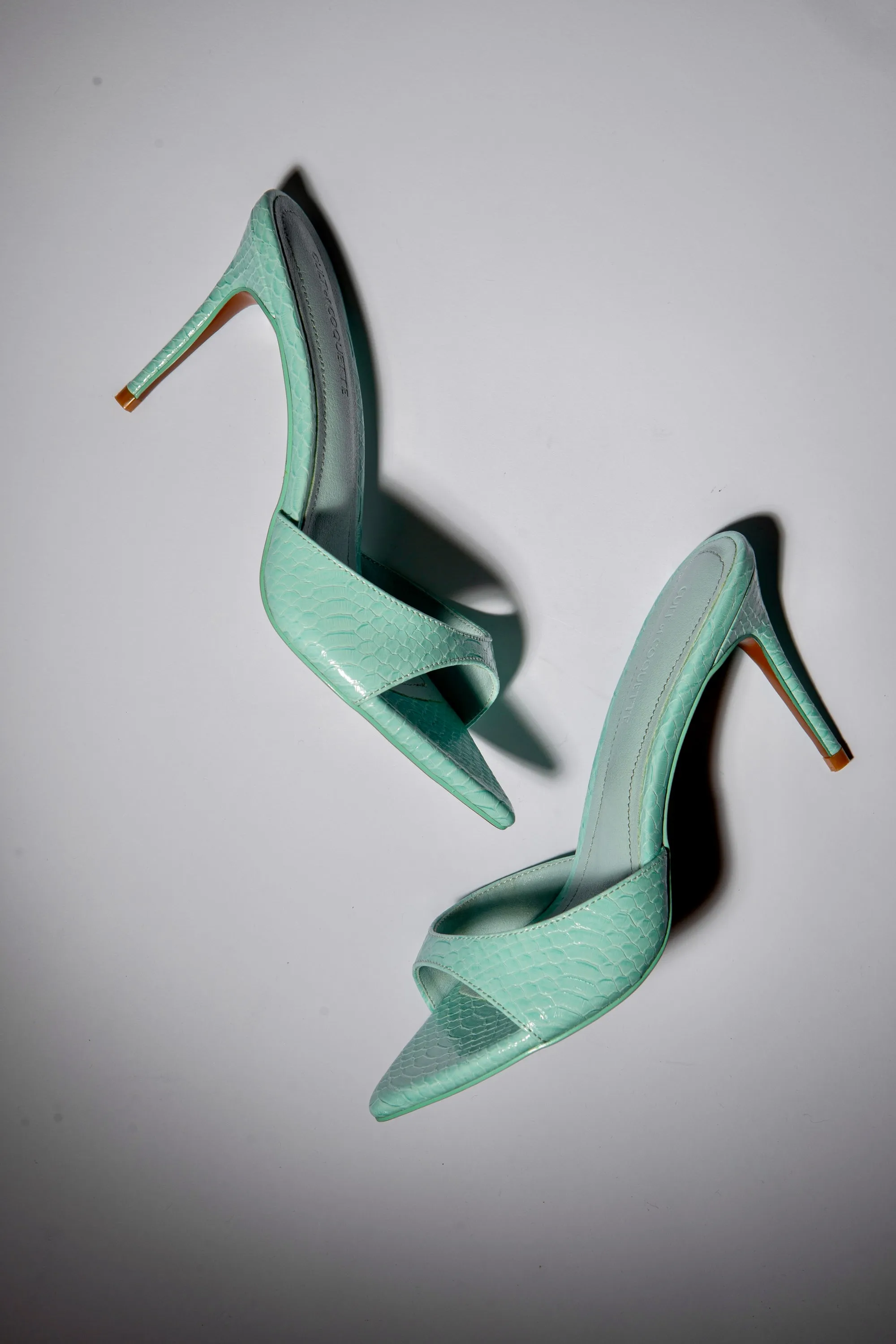 Gia Seafoam Reptile Vegan Mules 80 mm
