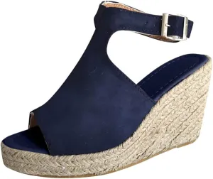 Gibobby Womens Summer Shoes,Women's Fish Mouth Espadrilles Slingback Platforms Sandals High Heel Ankle Strap Beach Shoes