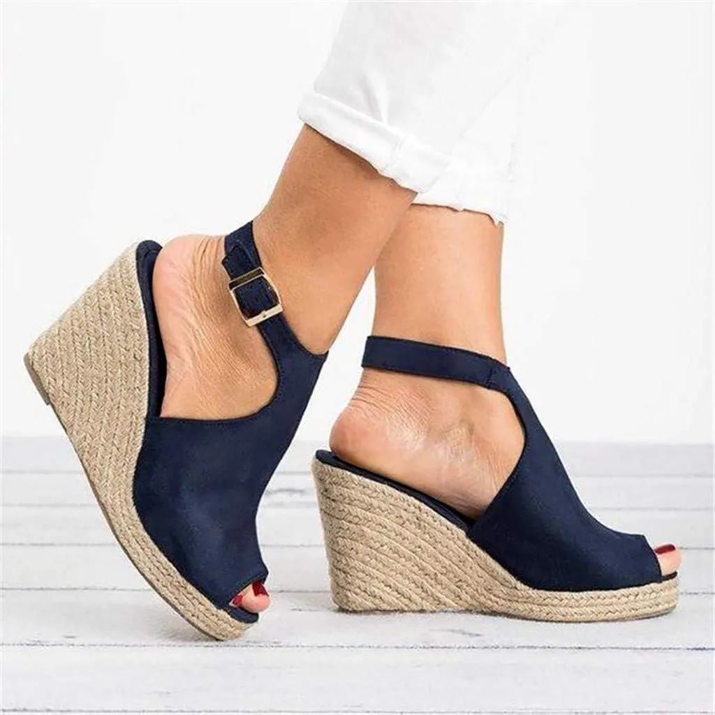Gibobby Womens Summer Shoes,Women's Fish Mouth Espadrilles Slingback Platforms Sandals High Heel Ankle Strap Beach Shoes