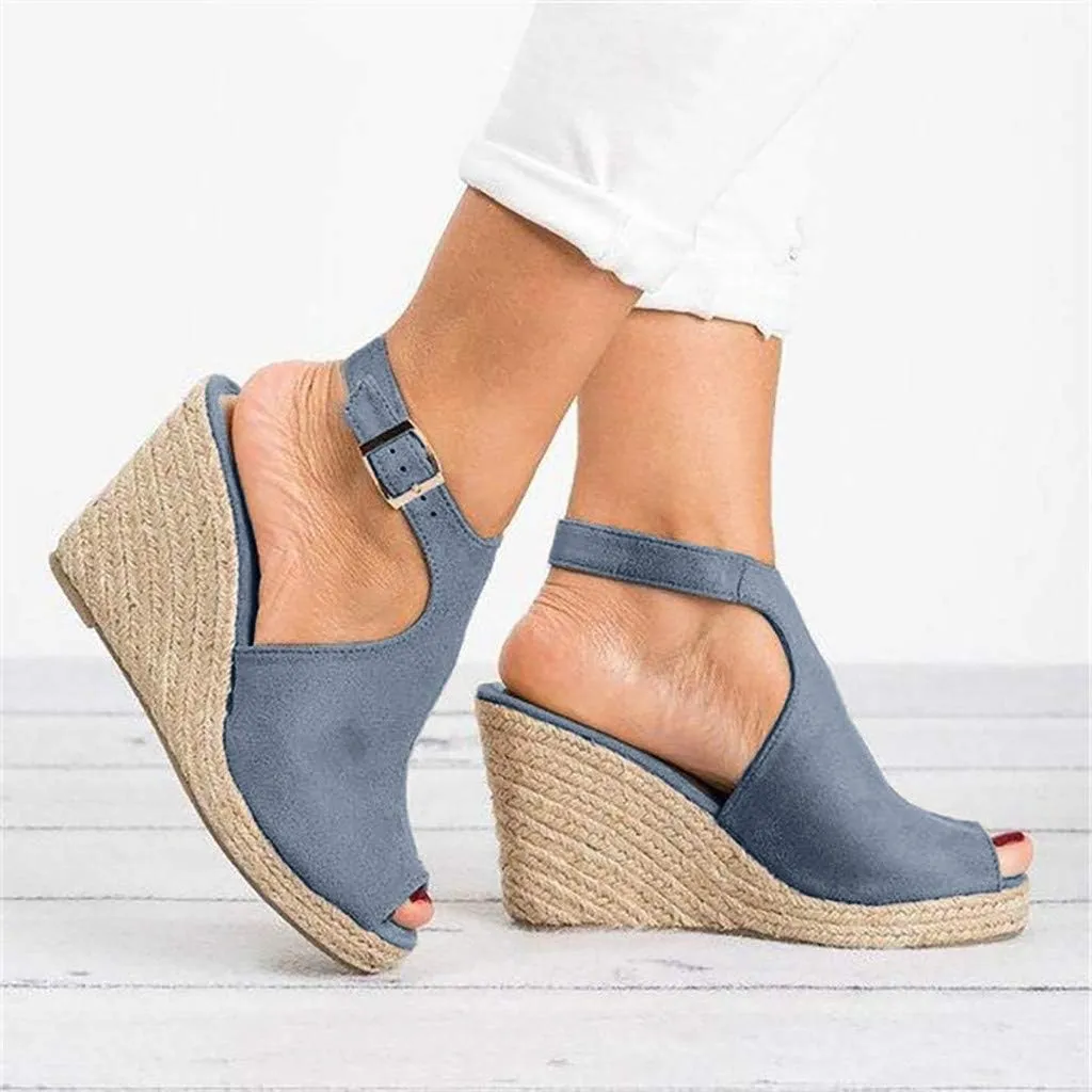 Gibobby Womens Summer Shoes,Women's Fish Mouth Espadrilles Slingback Platforms Sandals High Heel Ankle Strap Beach Shoes