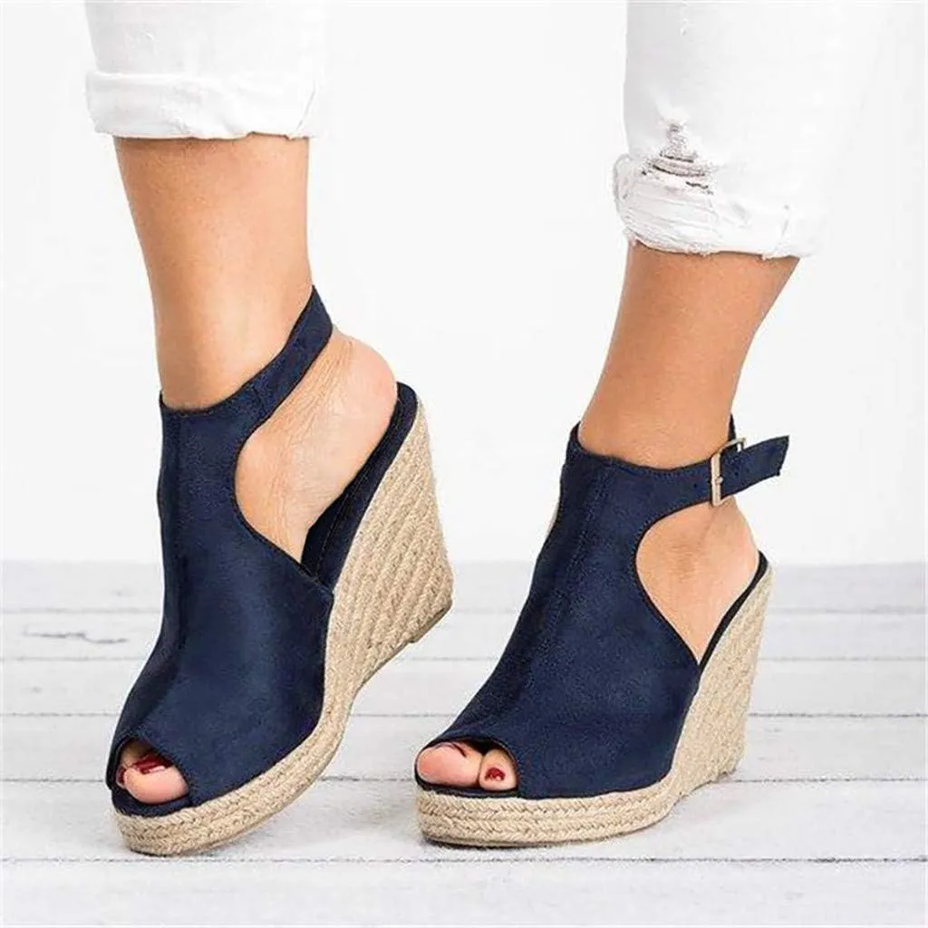 Gibobby Womens Summer Shoes,Women's Fish Mouth Espadrilles Slingback Platforms Sandals High Heel Ankle Strap Beach Shoes