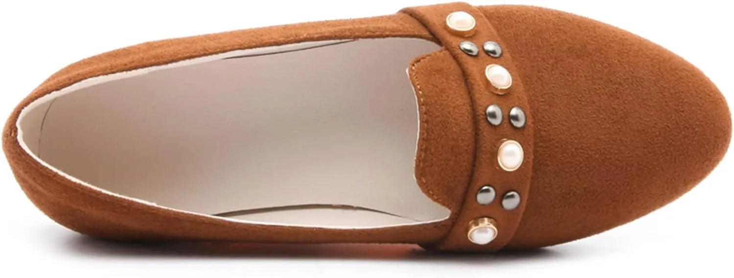 Gicoiz Footwear Work Loafers Womens Round Toe Ballet Flats Slippers