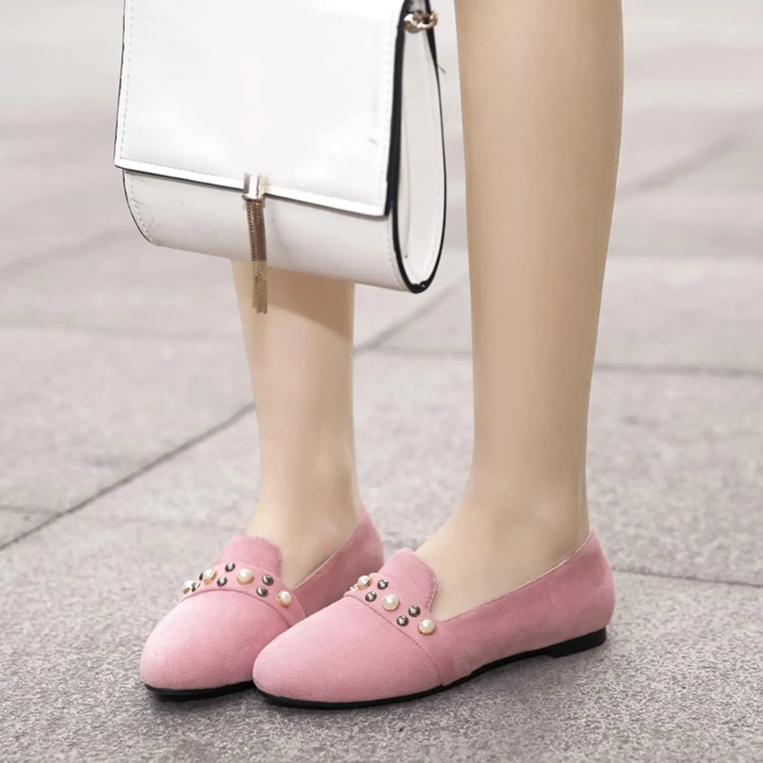 Gicoiz Footwear Work Loafers Womens Round Toe Ballet Flats Slippers