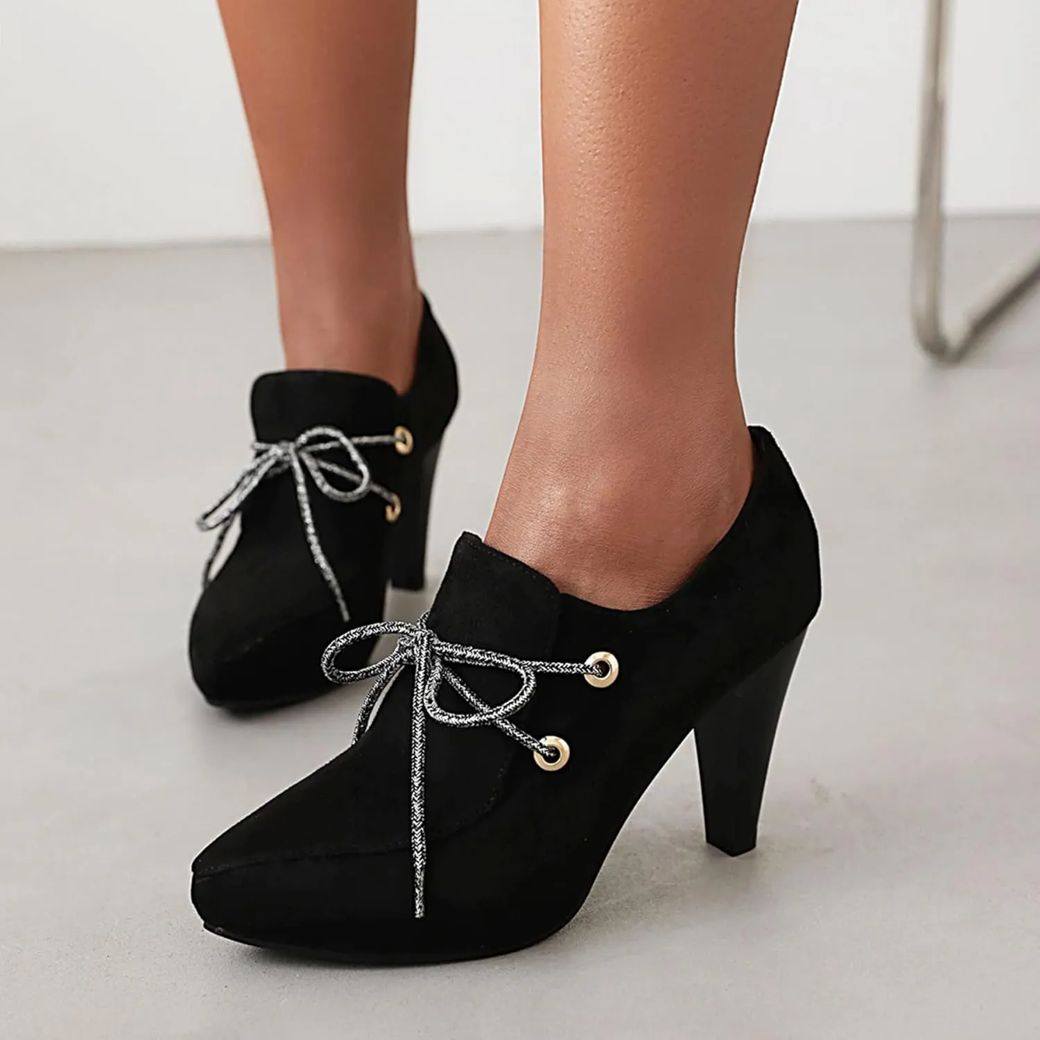 Gicoiz Pointed Toe High Heels Women Office Loafers Zip Ankle Boots