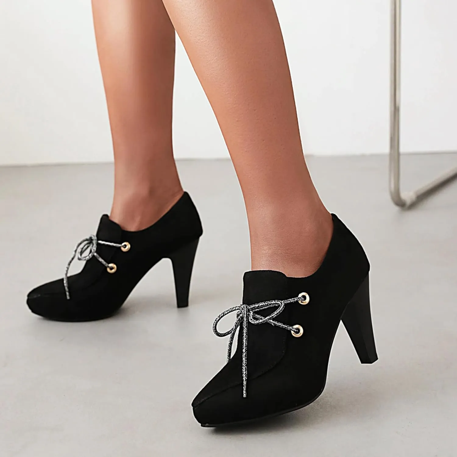 Gicoiz Pointed Toe High Heels Women Office Loafers Zip Ankle Boots
