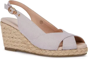 gihubafuil Women's Platform Wedges Sandals Open Toe Buckle Slingback Espadrilles Cross Band Slip-on High Heels