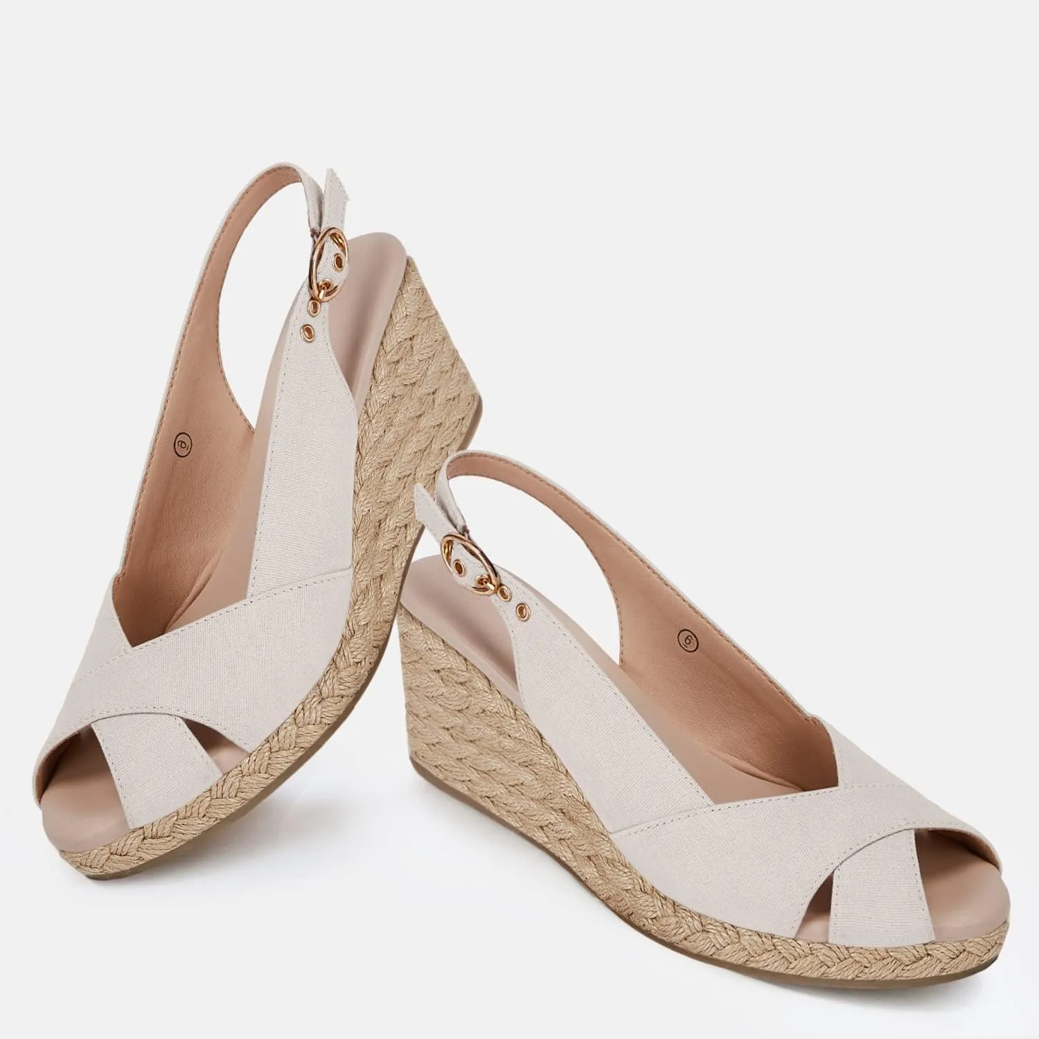 gihubafuil Women's Platform Wedges Sandals Open Toe Buckle Slingback Espadrilles Cross Band Slip-on High Heels