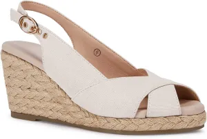 gihubafuil Women's Platform Wedges Sandals Open Toe Buckle Slingback Espadrilles Cross Band Slip-on High Heels