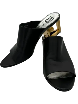 Givenchy Logo-Heel Leather Mules