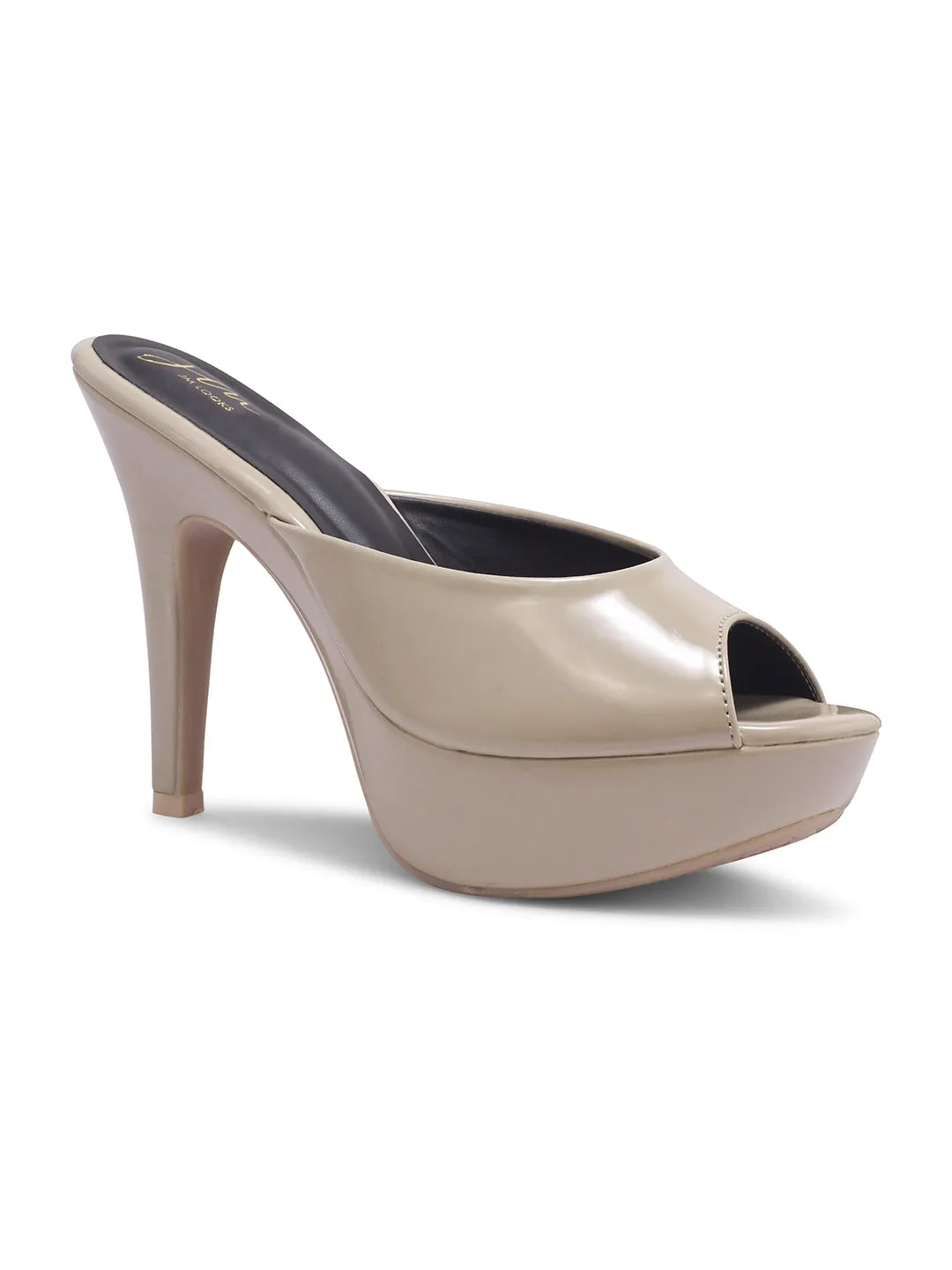 Glossy Open-Toe Platform Mules