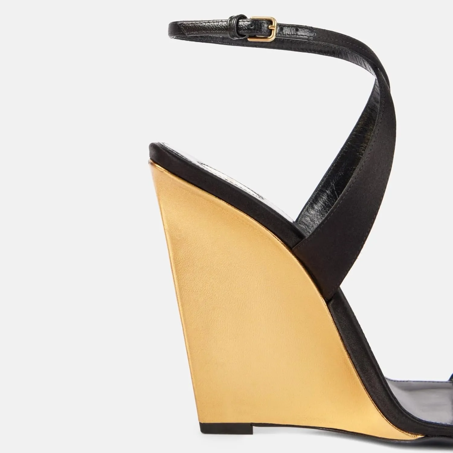 Goolita Open Pointed Toe Wedge Heels For Women Buckle Ankle Strap Heeled Sandals Sexy Slingback Party Dress Strappy Sandals