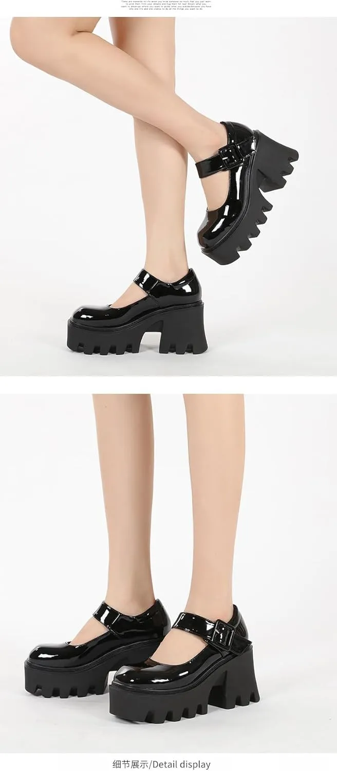 Goth Sandals Emo Shoes Wedges Heels Platform Chunky Mary Janes Slingback Cute Y2K Kawaii Lolita Grunge Punk Rock Fashion Alternative Aesthetic Pumps Rave Parties for Gothic Girls Beach Cruise Summer