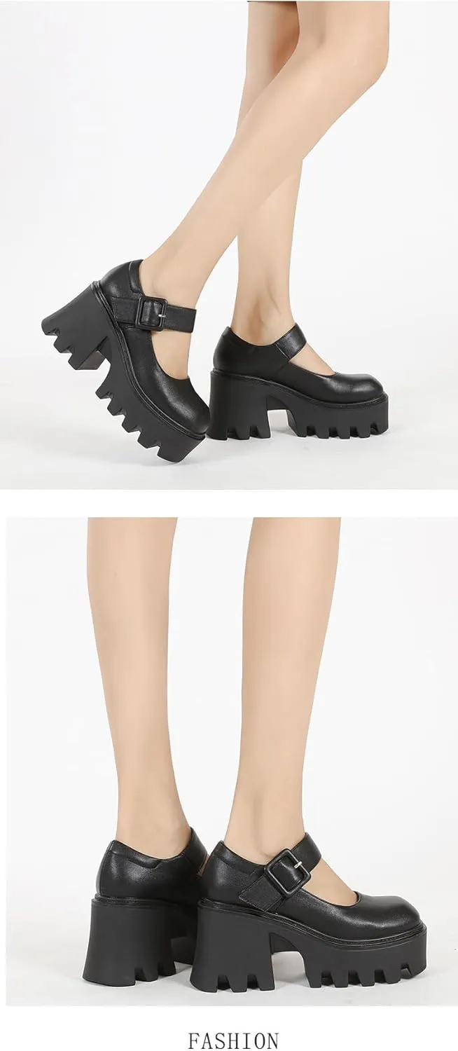 Goth Sandals Emo Shoes Wedges Heels Platform Chunky Mary Janes Slingback Cute Y2K Kawaii Lolita Grunge Punk Rock Fashion Alternative Aesthetic Pumps Rave Parties for Gothic Girls Beach Cruise Summer