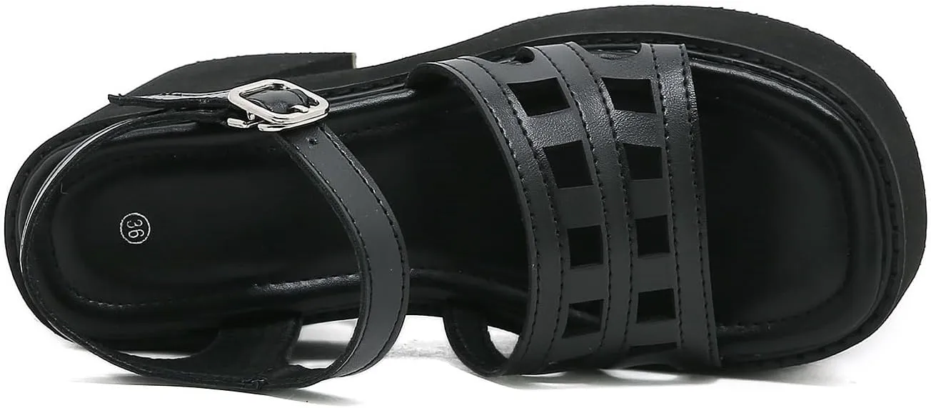 Goth Sandals Emo Wedges Heels Platform Chunky Mary Janes Slingback Cute Y2K Kawaii Lolita Grunge Punk Rock Fashion Alternative Aesthetic Shoes Rave Parties for Gothic Girls Beach Cruise Summer