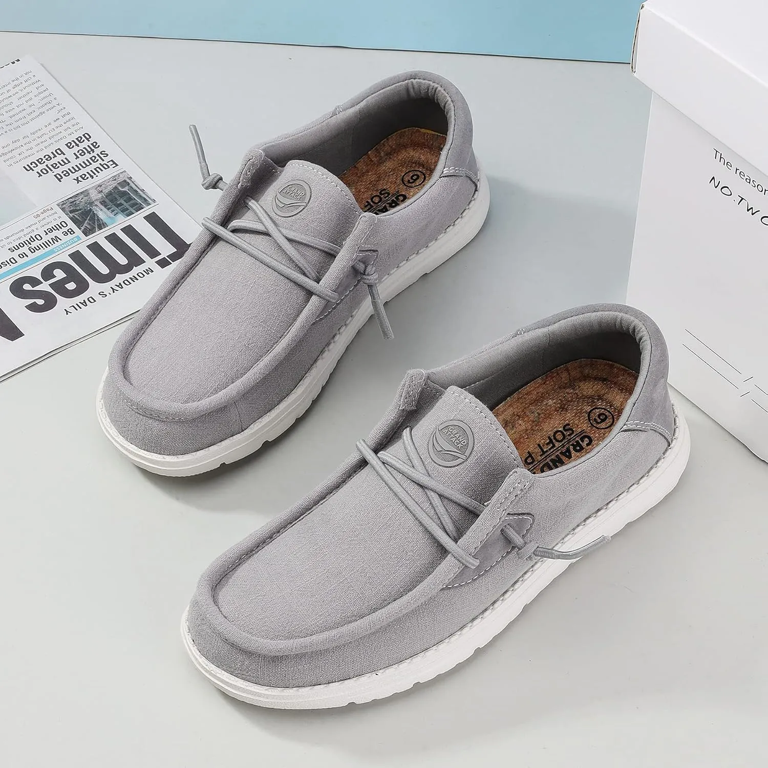 Grand Attack Men's Walking Boat Shoes-Slip On&Lace Up Casual Loafers, Comfortable & Lightweight Work Shoes | for Home, Leisure Travel, Driving Shoes
