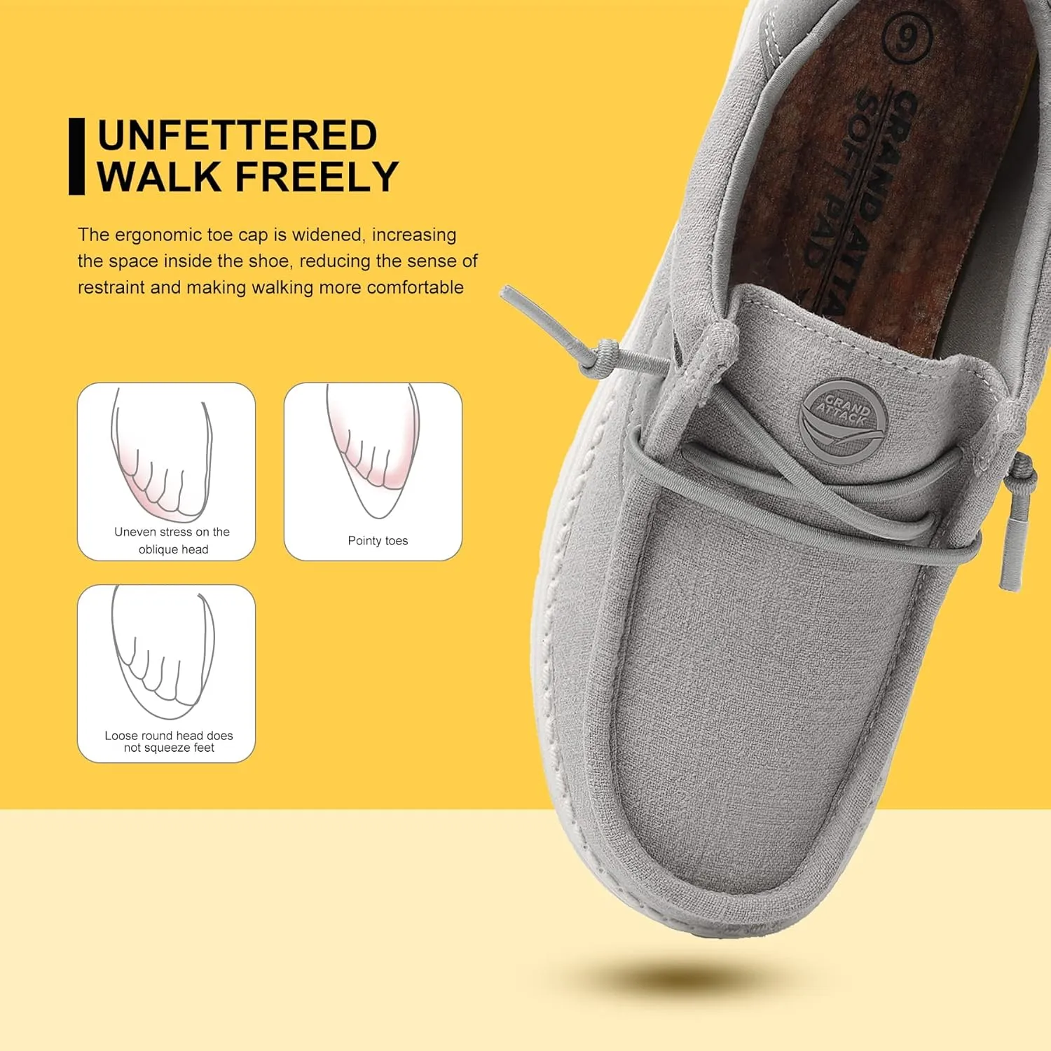 Grand Attack Men's Walking Boat Shoes-Slip On&Lace Up Casual Loafers, Comfortable & Lightweight Work Shoes | for Home, Leisure Travel, Driving Shoes
