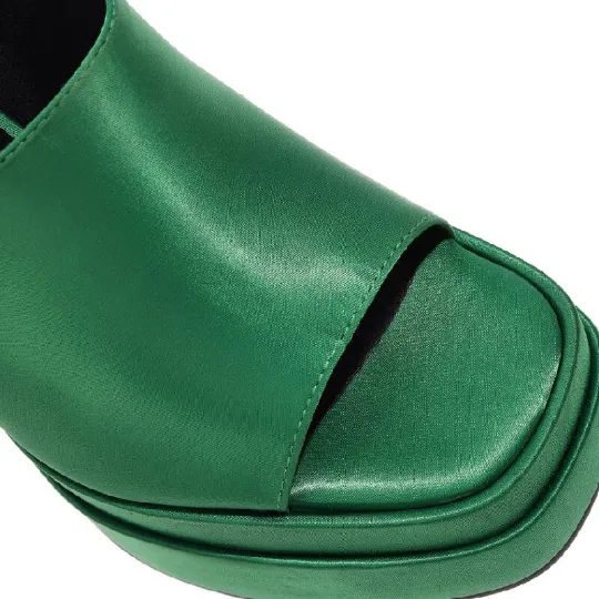 Green High-heel platform Slip On Mules
