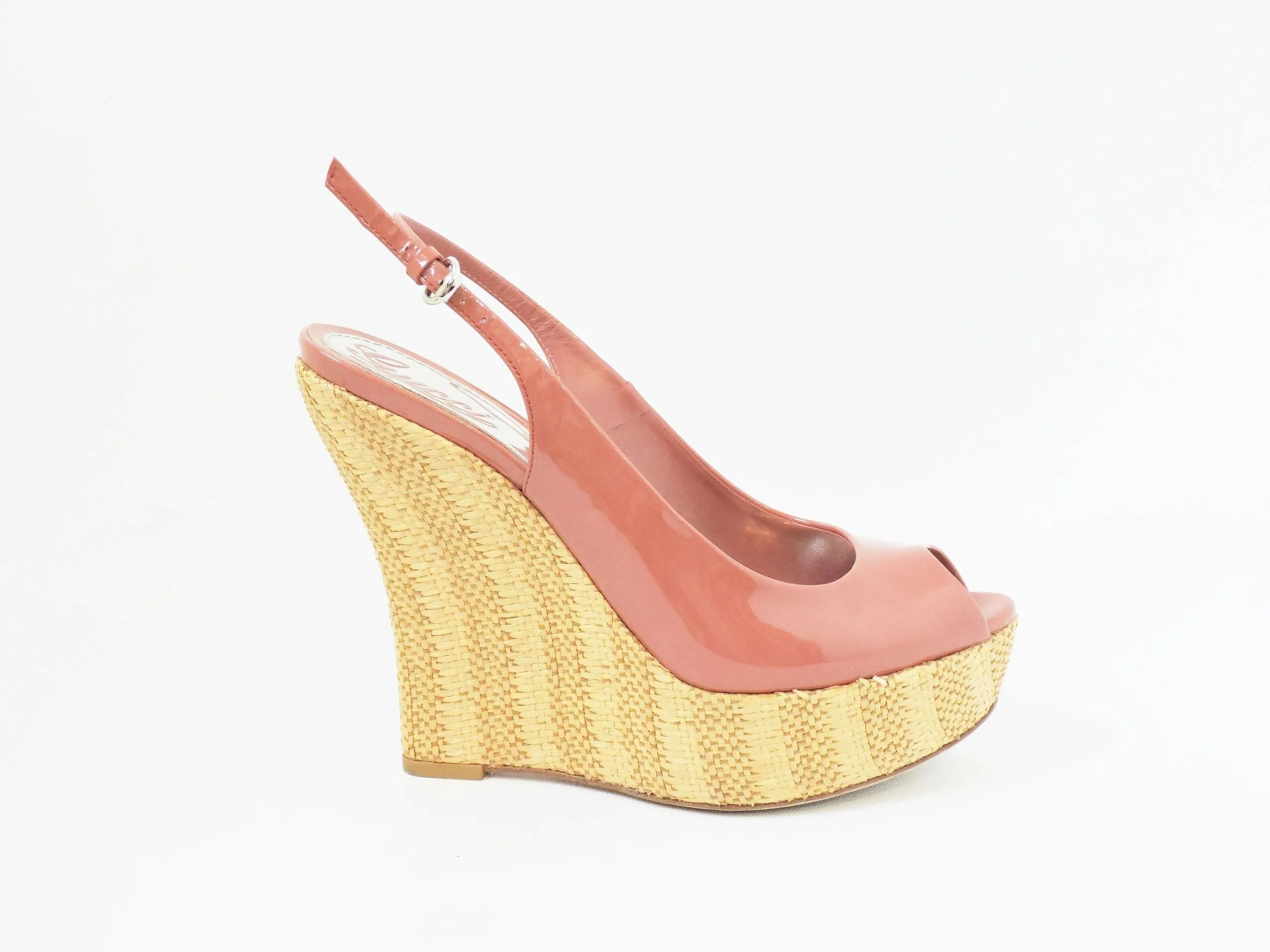 Gucci Raffia Wedge Size 37.5 It (7.5 Us)