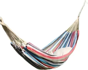 Hammock Outdoor Hammock Woven Tassel Thick Canvas Straight Stick Anti-Rollover Leisure Camping Single Double Swing Hammocks for Outside(Red,A)