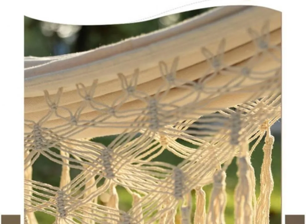 Hammock Tassel Outdoor Camping Hammock Outdoor Single Double Camping Swing Adult Thick Canvas Leisure Homestay Hammocks for Outside(Large)