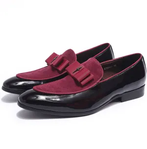 Handmade Leather Patchwork Bow Knot Loafers for Men