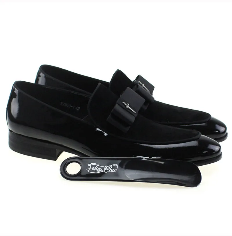 Handmade Leather Patchwork Bow Knot Loafers for Men