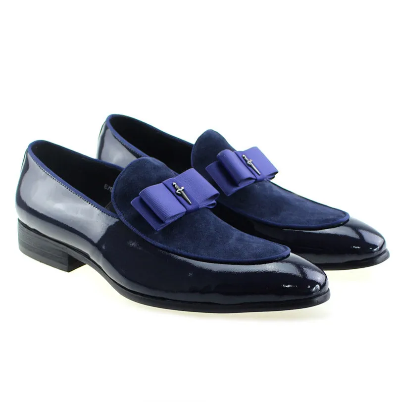 Handmade Leather Patchwork Bow Knot Loafers for Men