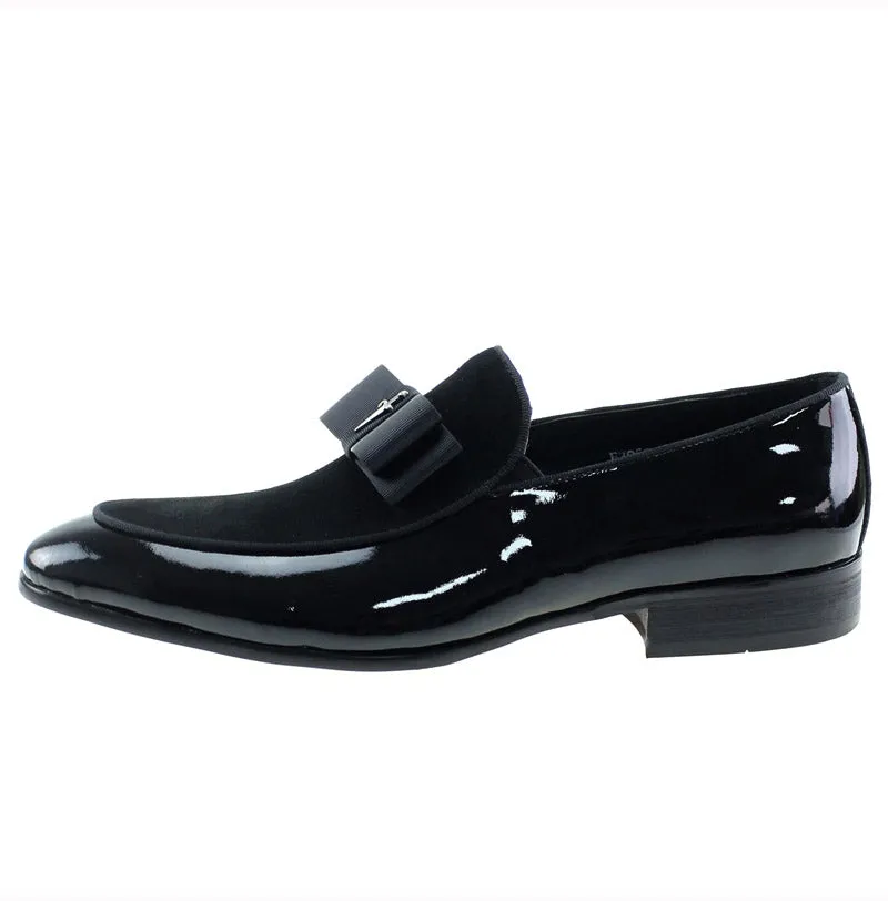 Handmade Leather Patchwork Bow Knot Loafers for Men