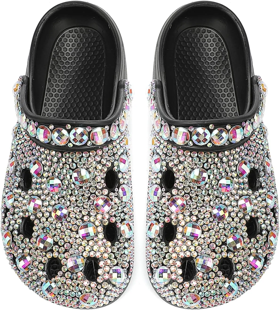 Hanfike Womens Casual Fashion Slide Mules with Rhinestone Closed Toe Comfort Flats