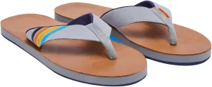 Hari Mari- Del Mar- Men's Premium Full Grain Leather Flip Flop with Nautical Inspired Stripes- No Break Ins, Firm Arch Support, and Cupped Heel