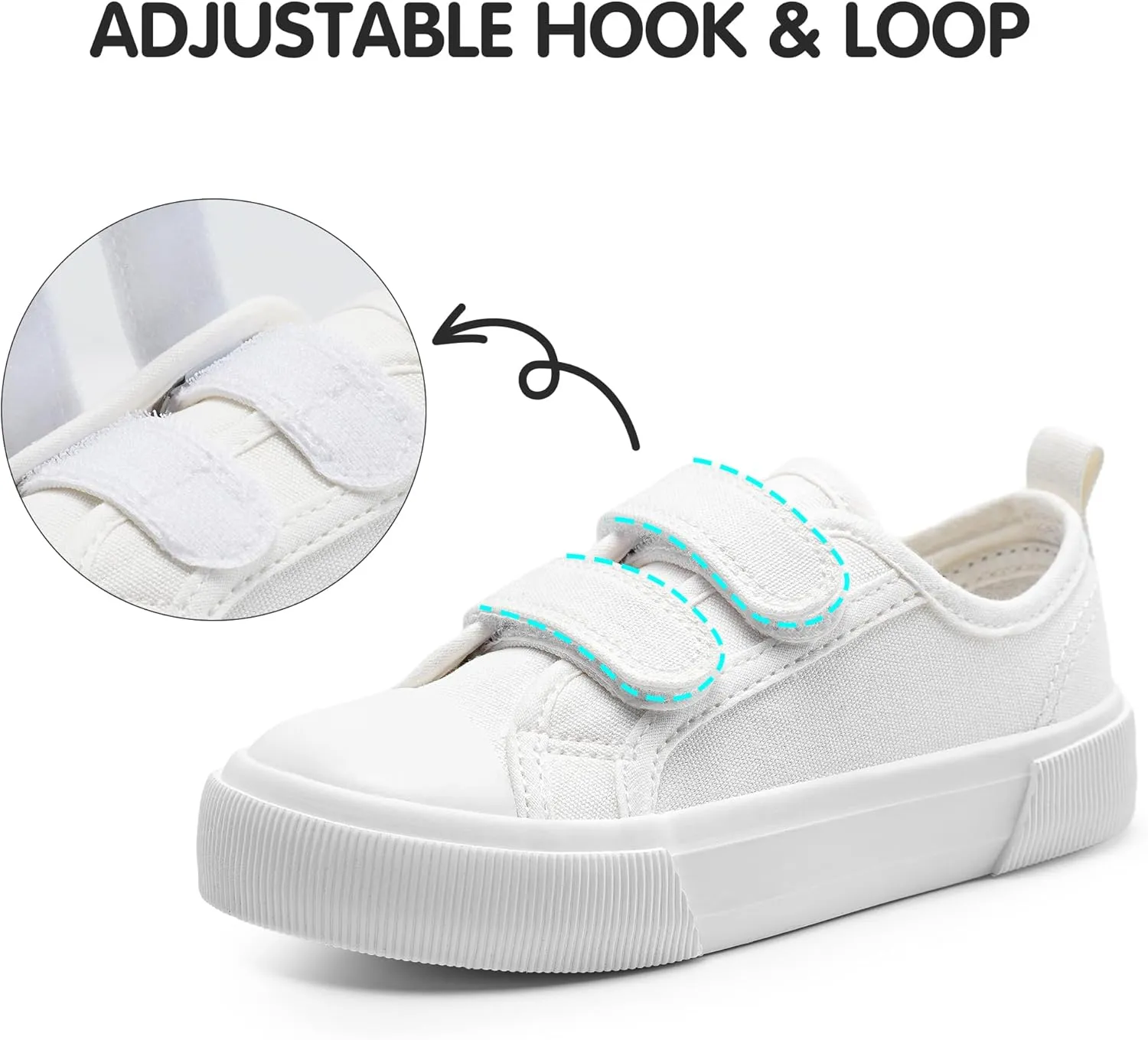 Harvest Land Toddler Kids Canvas Sneakers for Boys and Girls – Casual Walking Shoes with Double Hook-and-Loop Straps, Non-Slip Lightweight Trainers for Baby & Little Kids