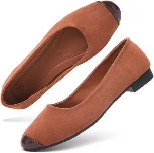 hash bubbie Women's Flats Shoes Ballet Flats Womens Round Toe Memory Foam Comfortable Dress Shoes Faux Suede Slip on Loafers for Women