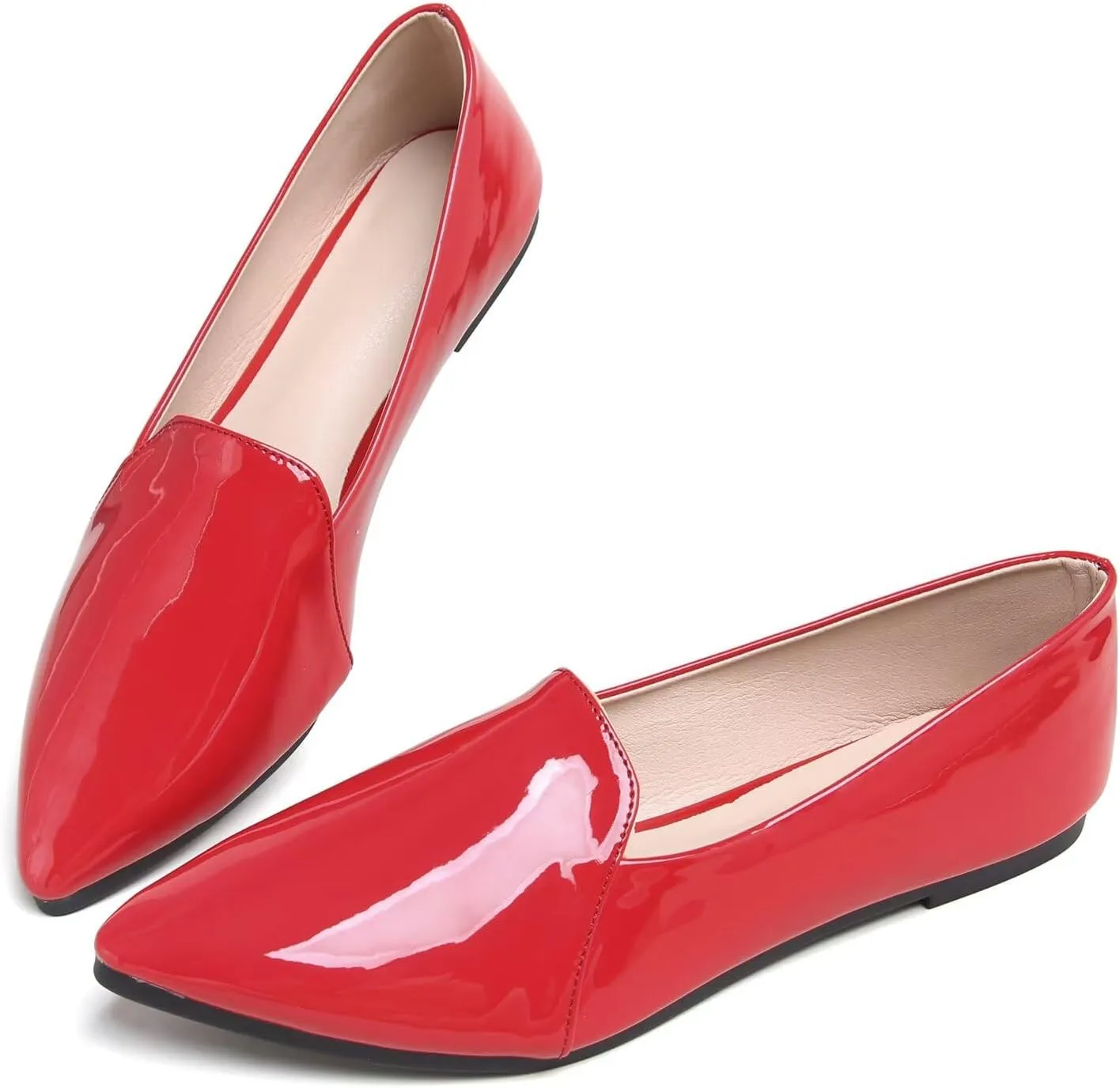 Hee grand Classic Solid Pointed Toe Ballet Flats for Women Lightweight Slip-On Loafers Comfort Walking Flats Suede Dressy Shoes
