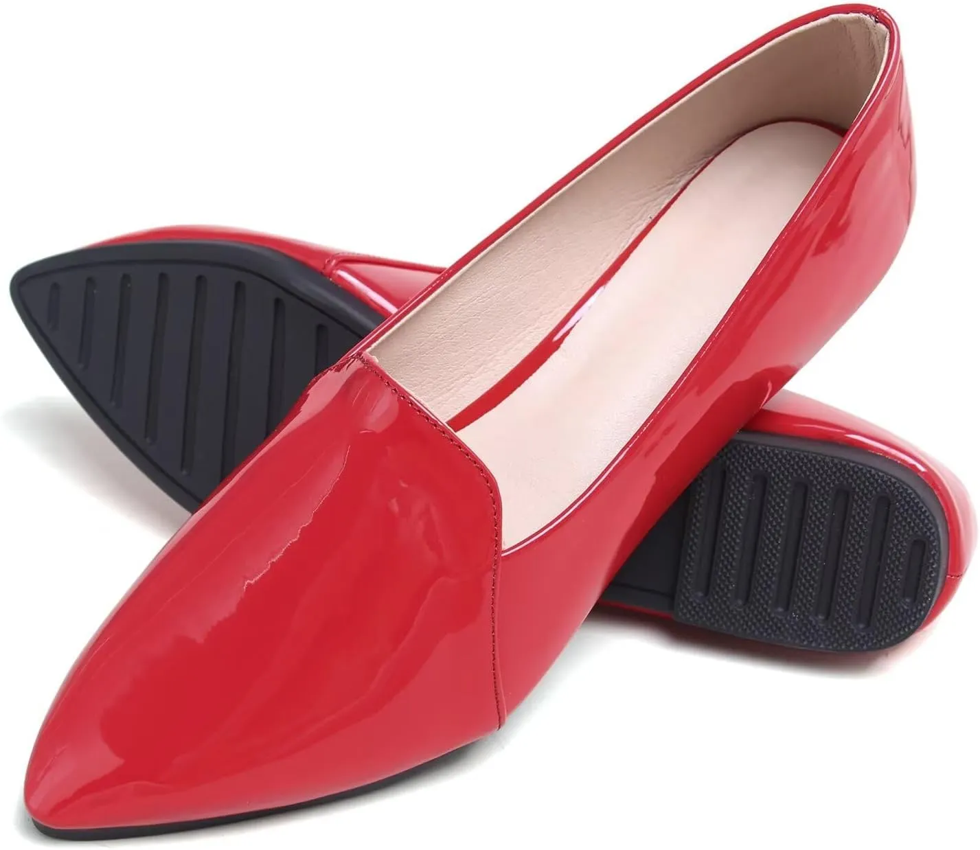 Hee grand Classic Solid Pointed Toe Ballet Flats for Women Lightweight Slip-On Loafers Comfort Walking Flats Suede Dressy Shoes