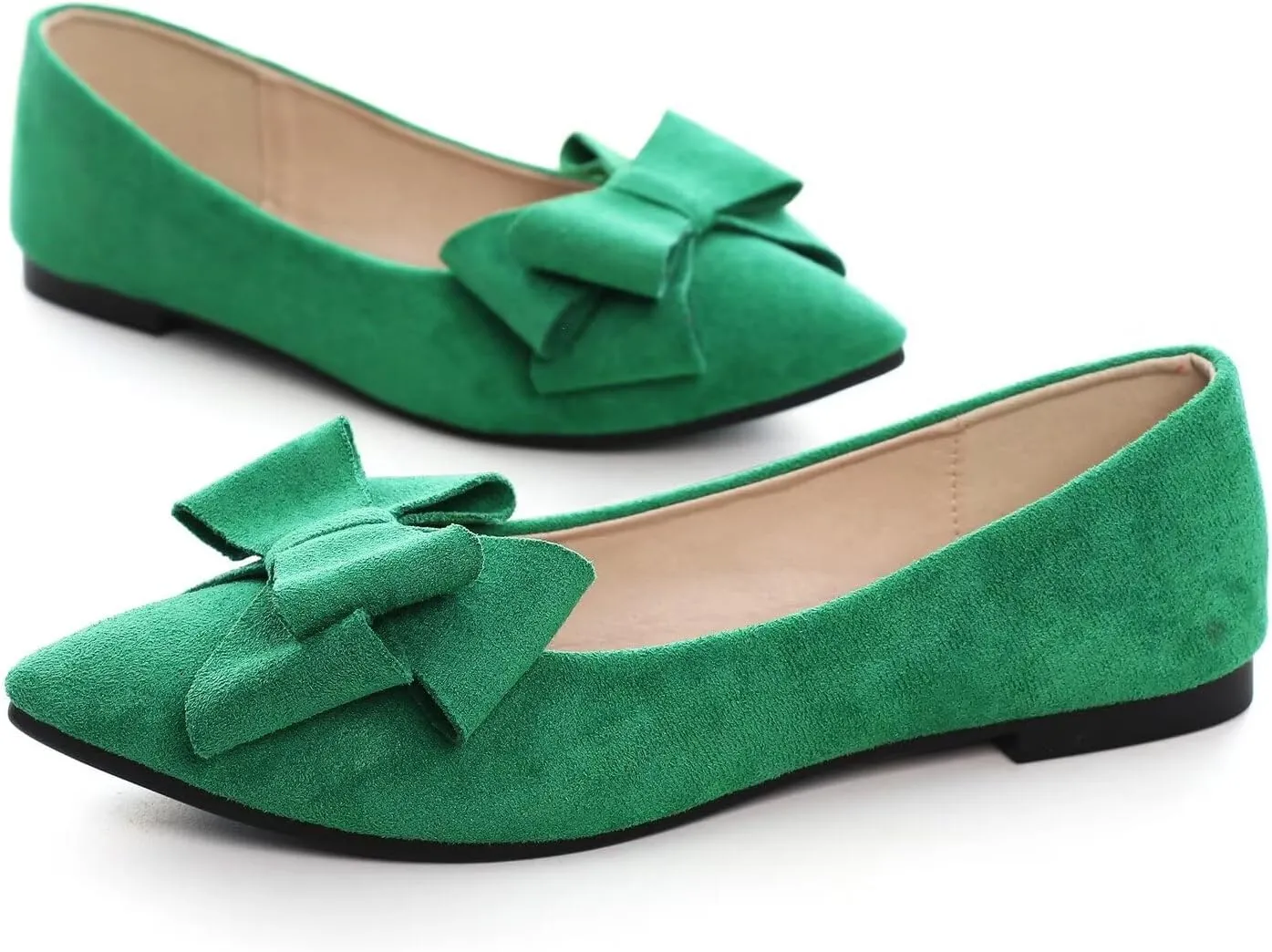 Hee grand Flats for Women Dressy Pointy Toe Ballet Flats Lightweight Foldable Slip on Loafers Soft Leather Comfortable Work Flats