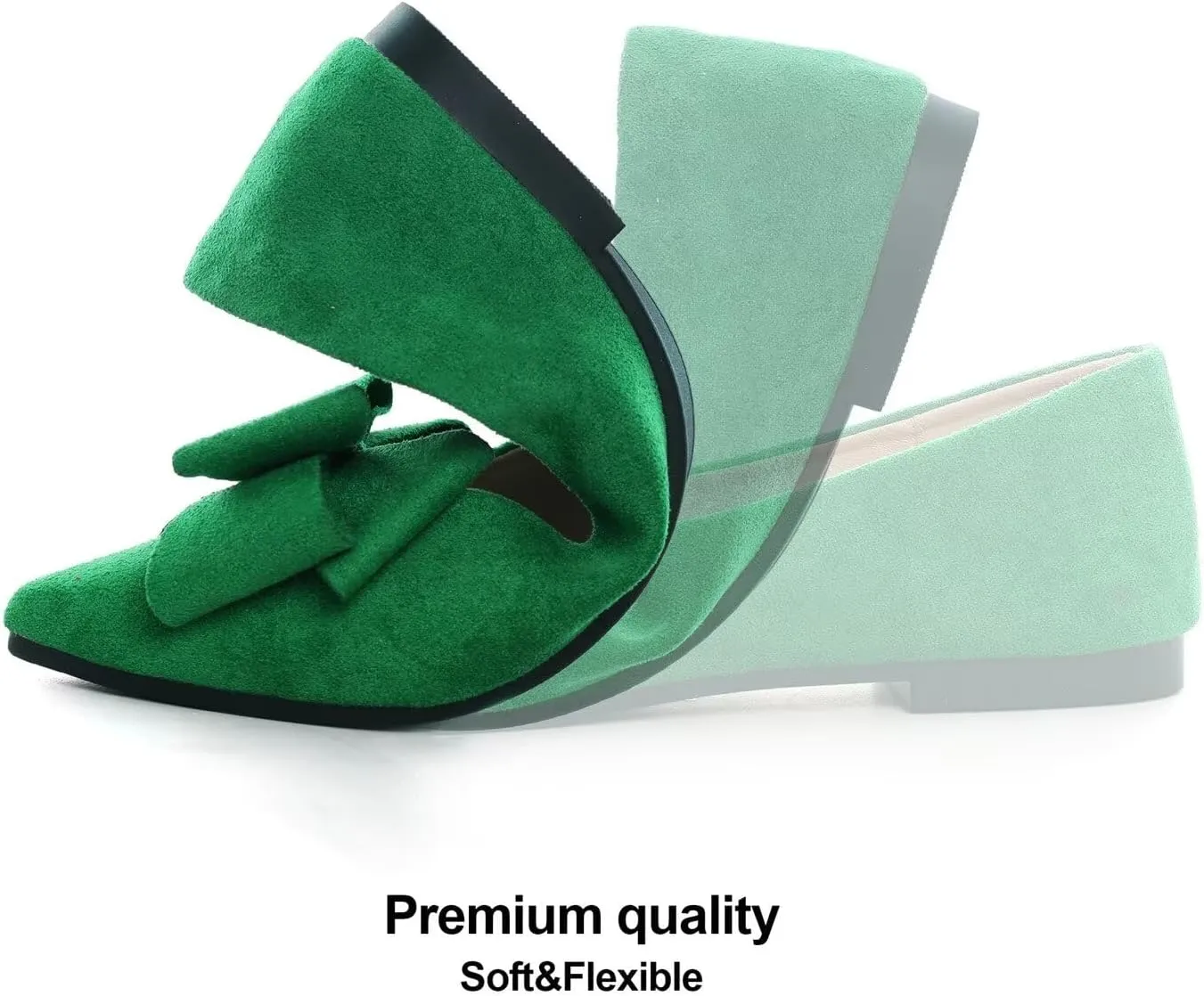 Hee grand Flats for Women Dressy Pointy Toe Ballet Flats Lightweight Foldable Slip on Loafers Soft Leather Comfortable Work Flats