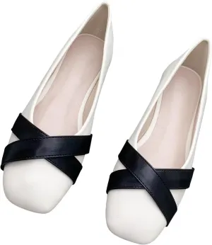 Hee grand Flats for Women Retro Criss-Cross Ballet Flats Pointed Toe Dress Shoes Lightweight Slip On Loafers