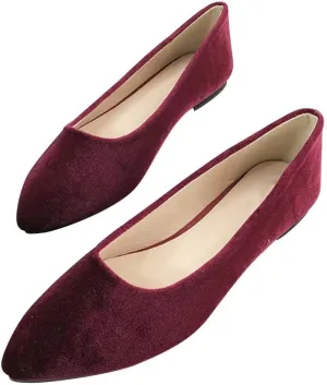 Hee grand Pointed Toe Flats for Women Casual Slip-On Loafers Comfort Work Shoes Velvet Dressy Shoes